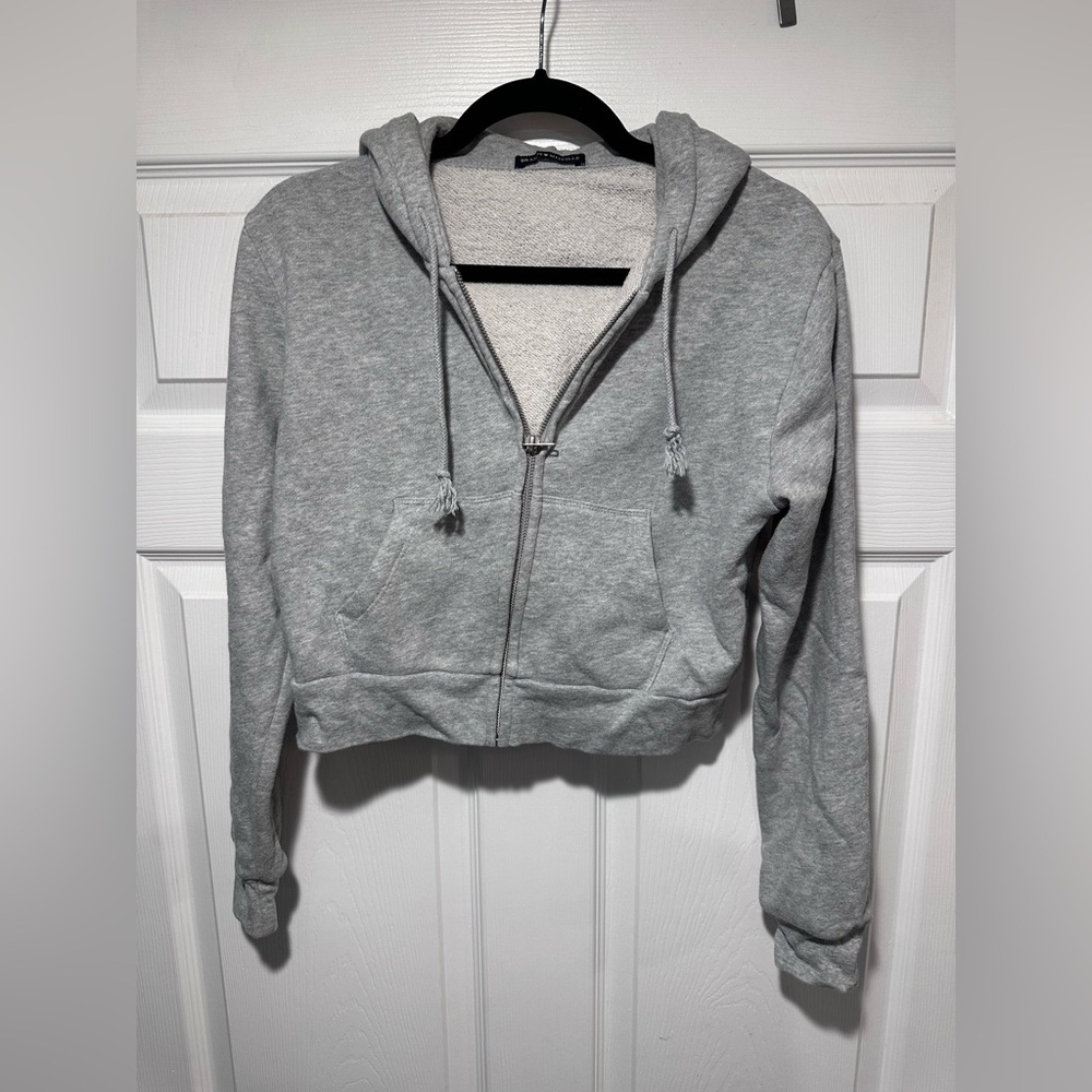 Brandy Melville Light Gray Zip-Up Hoodie